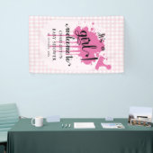 Es ist eine Girl Niedlich Pastel Pink Gingham Baby Banner (Messeveranstaltung)