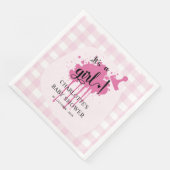 Es ist eine Girl Niedlich Pastel Pink Gingham Baby Serviette (Ecke)