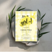 Es ist eine Girl Niedlich Pastel Yellow Gingham Ba Einladung