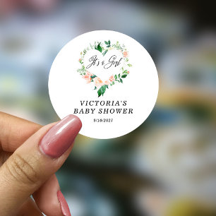 Es ist eine Girl Peach Baby Dusche Runder Aufkleber