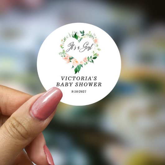 Es ist eine Girl Peach Baby Dusche Runder Aufkleber