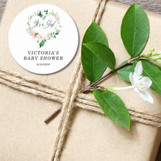 Es ist eine Girl Peach Baby Dusche Runder Aufkleber