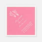 Es ist eine Girl Pink Baby Footprints Ankündigung Serviette (Vorderseite)