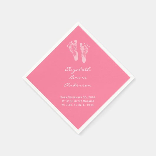 Es ist eine Girl Pink Baby Footprints Ankündigung Serviette (Ecke)