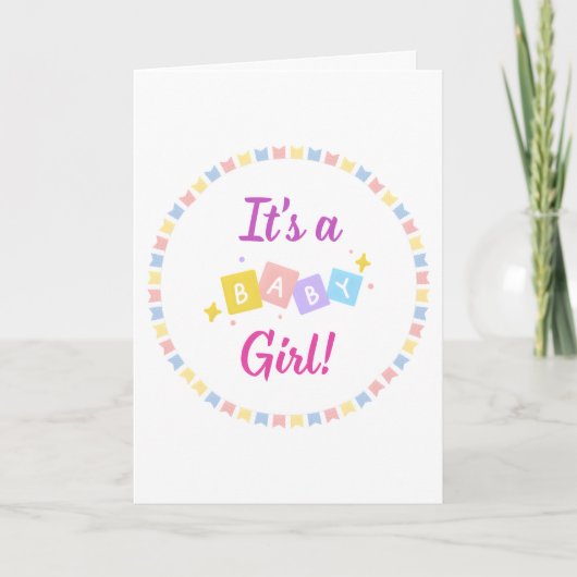 Es ist eine Girl Pink Baby-Geburtserklärung Karte (Vorderseite)