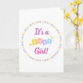 Es ist eine Girl Pink Baby-Geburtserklärung Karte (Gelbe Blume)