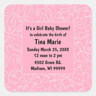 Es ist eine Girl Pink Babydusche Save the Date Quadratischer Aufkleber