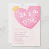 Es ist eine Girl Pink Balloon Baby Dusche Einladung (Vorderseite)