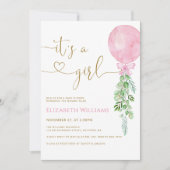Es ist eine Girl Pink Balloon Baby Dusche Einladung (Vorderseite)