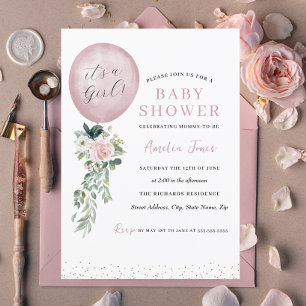 Es ist eine Girl Pink Balloon Baby Dusche Einladung