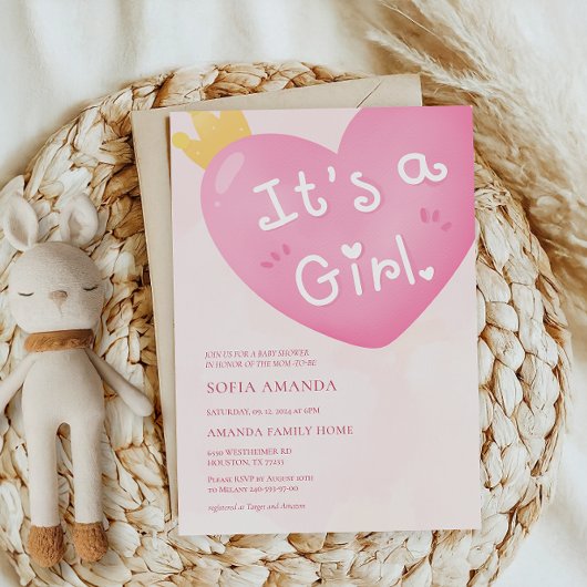 Es ist eine Girl Pink Balloon Baby Dusche Einladung