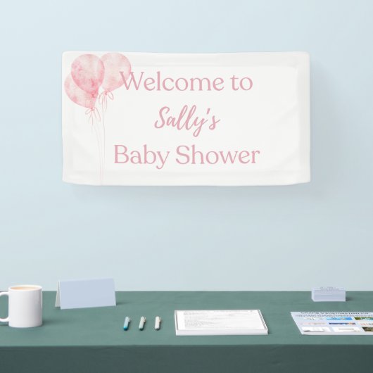 Es ist eine Girl Pink Balloons Baby Dusche Willkom Banner (Messe)