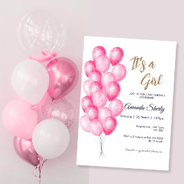 Es ist eine Girl Pink Balloons Baby Shower Einladu Einladung