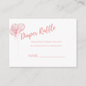 Es ist eine Girl Pink Balloons Diaper Raffle Card Begleitkarte (Vorderseite)