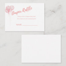 Es ist eine Girl Pink Balloons Diaper Raffle Card
