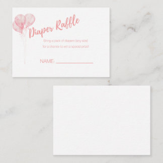 Es ist eine Girl Pink Balloons Diaper Raffle Card Begleitkarte