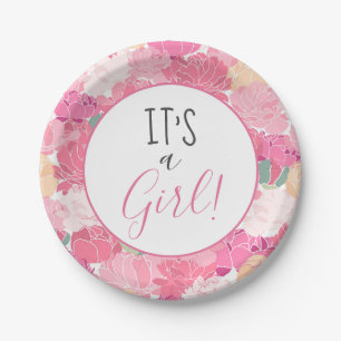 Es ist eine Girl Pink Blumenmuster Baby Dusche Pappteller