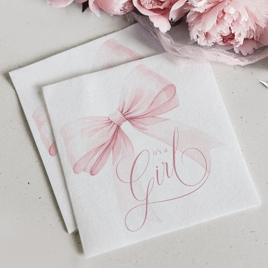 Es ist eine Girl Pink Bow Baby Dusche Serviette