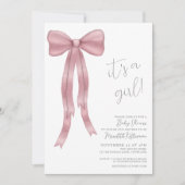 Es ist eine Girl Pink Bow Babydusche Einladung (Vorderseite)