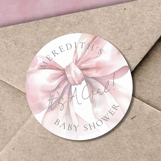 Es ist eine Girl Pink Bow Babydusche Runder Aufkleber