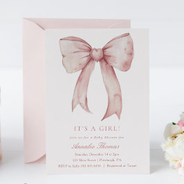Es ist eine Girl Pink Bow Girl Baby Dusche Einladung