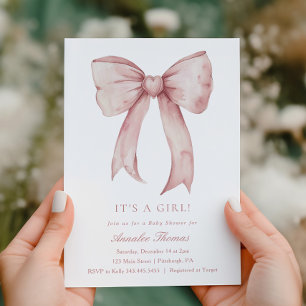 Es ist eine Girl Pink Bow Girl Baby Dusche Einladung
