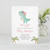 Es ist eine Girl Pink Dinosaur Babydusche Einladun Einladung (Stehend Vorderseite)
