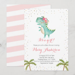 Es ist eine Girl Pink Dinosaur Babydusche Einladun Einladung