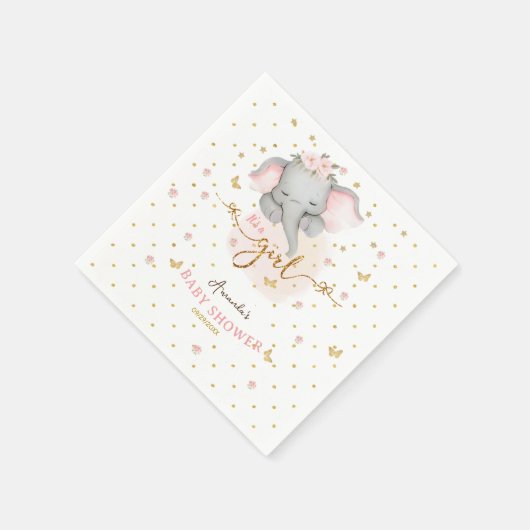 Es ist eine Girl Pink Elephant Baby Dusche Serviette (Ecke)