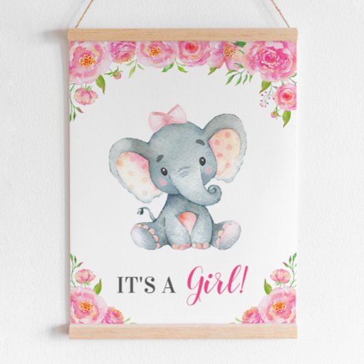 Es ist eine Girl Pink Elephant Girl Duschvorrichtu Poster