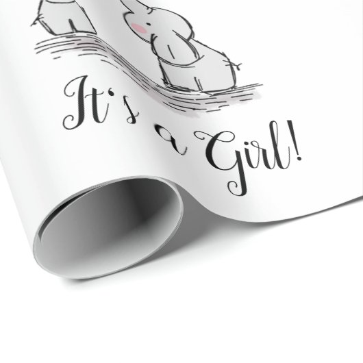 Es ist eine Girl Pink Elephant Mother Babydusche Geschenkpapier (Rolleneckpunkt)