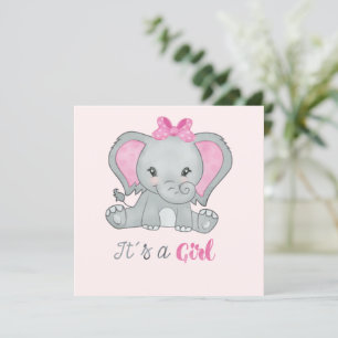 Es ist eine Girl Pink Foto Elephant Birth Announce