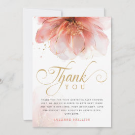 Es ist eine Girl Pink Gold Floral Modern Baby Dusc Dankeskarte