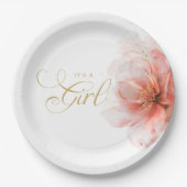 Es ist eine Girl Pink Gold Floral Modern Baby Dusc Pappteller (Vorderseite)