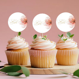 Es ist eine Girl Pink Gold Floral Modern Baby Dusc Runder Aufkleber