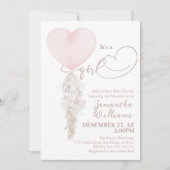 Es ist eine Girl Pink Heart Balloon Baby Dusche Einladung (Vorderseite)