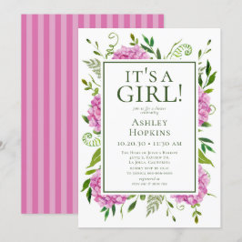Es ist eine Girl-Pink-Hydrangeas-Kinderdusche Einladung
