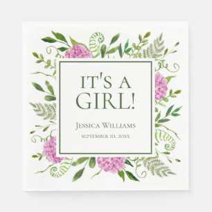 Es ist eine Girl-Pink-Hydrangeas-Kinderdusche Serviette