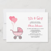 Es ist eine Girl-Pink-Kinderdusche Einladung (Vorderseite)