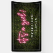 Es ist eine Girl Pink Neon Boxwood Baby Dusche Banner (Vertikal)