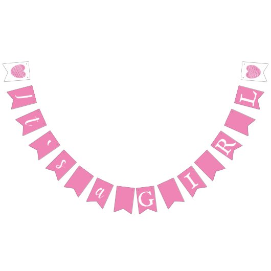 Es ist eine Girl Pink Typografy Baby Shower Wimpelkette (Alle)