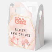 Es ist eine Girl Pink und Gold Baby Duschbox Geschenkschachtel (Geöffnet)