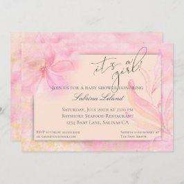 Es ist eine Girl Pink Watercolor Floral Baby Dusch Einladung