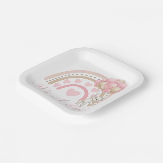 Es ist eine Girl Rainbow Pink Baby Dusche Pappteller (Gewinkelt)