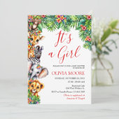 Es ist eine Girl Safari Baby Dusche Einladung (Stehend Vorderseite)