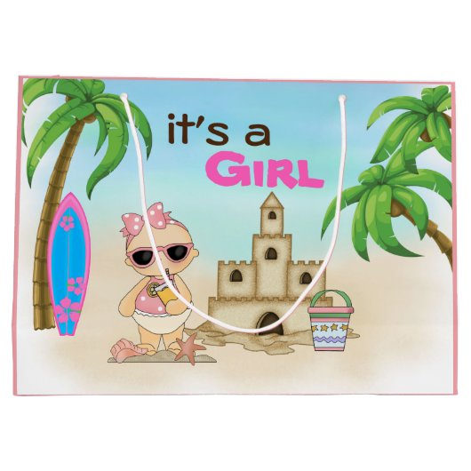 Es ist eine Girl Sandcastle Surfboard Beach Baby D Große Geschenktüte (Rückseite)
