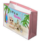 Es ist eine Girl Sandcastle Surfboard Beach Baby D Große Geschenktüte (Vorderseite Schrägansicht)