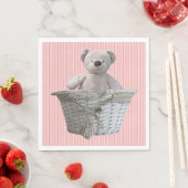 Es ist eine Girl Teddy Bär Pink Stripes Babydusche Serviette (Beispiel)
