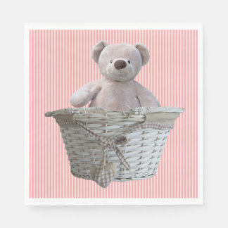 Es ist eine Girl Teddy Bär Pink Stripes Babydusche Serviette