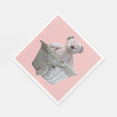 Es ist eine Girl Teddy Bär Pink Stripes Babydusche Serviette (Ecke)